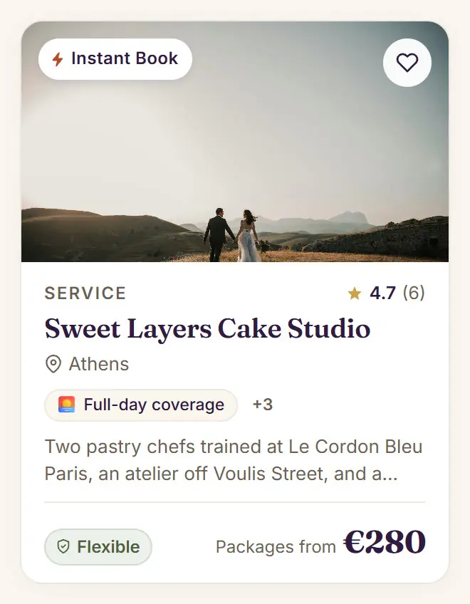 A Festi listing card for Cakes