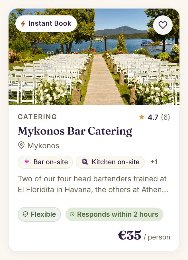 A Festi listing card for Catering