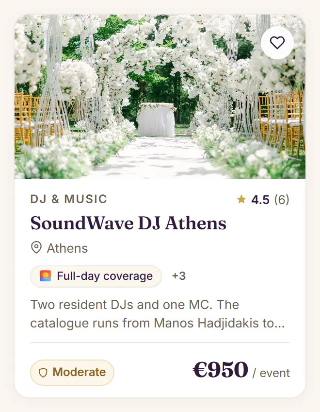 A Festi listing card for Music & DJ