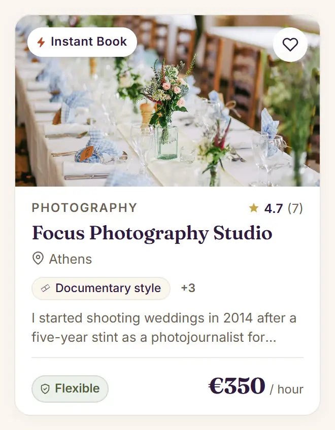 A Festi listing card for Photo & video